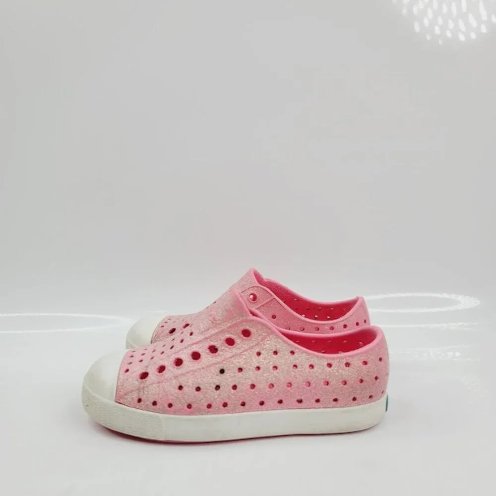 Native Girl's Pink Jefferson‎ Glitter Slip-On Casual Water Sneaker Size 9